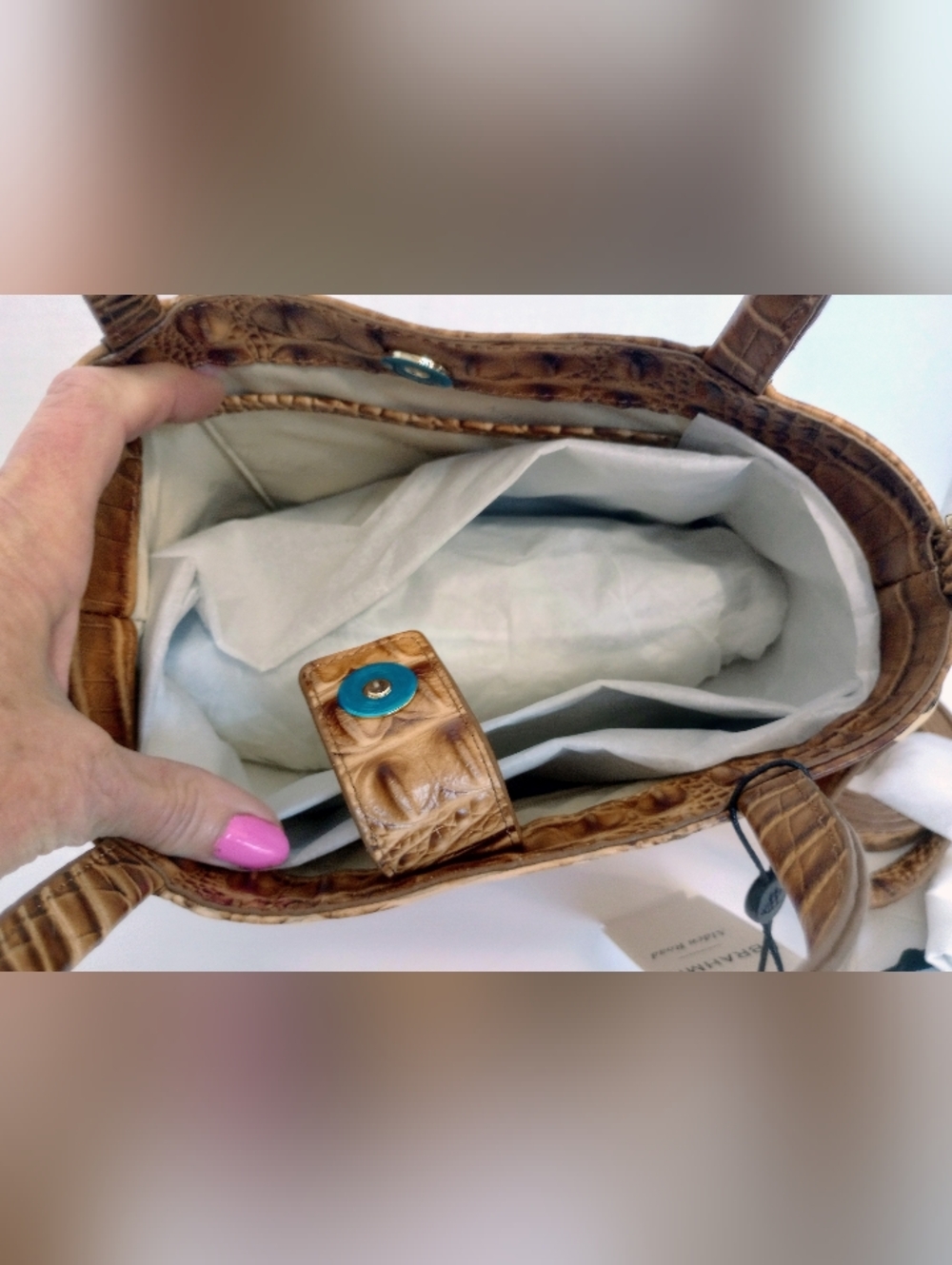 SOLD NWT Brahmin Small Mona Croc Embossed Leather Crossbody Satchel Purse - Picture 12 of 14